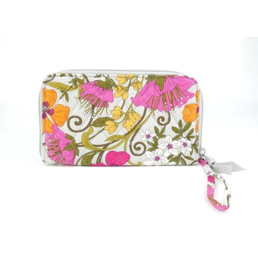 Vera Bradley Lizzy Tea Garden Wristlet ID Card Holder Wallet Zip Around